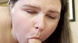 Sexy BBW Poppy Cohen Sucks Big Cock POV with Intensity