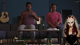 Milf in corset sucks cock to orgasm in game