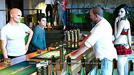 anna exciting affection 22 playing game in bar