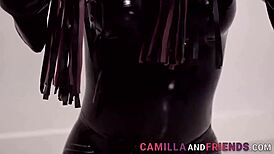 Fetish Shemale In Latex Suit And Mask Fucks With Monster Cock