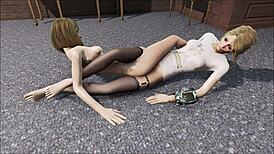 Katsu és Emogene lezbikus hentai kaland Fallout 4-ben