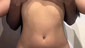 a quickie in the bathroom while friends are in the living room with my shaved latina