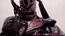 Fetish Shemale In Latex Suit And Mask Fucks With Monster Cock