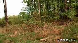 french slut banged in gangbang with voyeur grandpa in nature