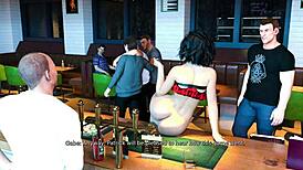 anna exciting affection 22 playing game in bar