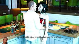 anna exciting affection 22 playing game in bar