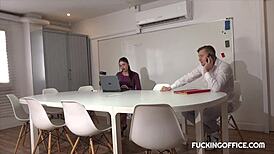 The Maintenance Man Cools Down The Horny Secretary With Blowjob And Fucking!