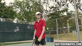 Cute gay boys play tennis and fuck