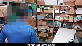 sexy black teen shoplifter with big ass amethyst banks gets caught and fucked by security officer in the shop