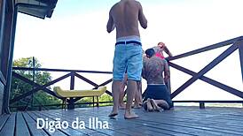 Intense Blowbang Orgy on Balcony with Curvy Redhead Amateurs Featuring Big Asses and Small Waists