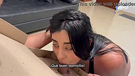 Melany Latina Seduces and Fucks Pizza Man