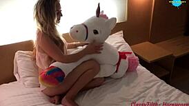 Classy Filth Rides Horniecorn Teddy and Squirts Everywhere!