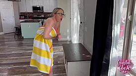 Stepmom Caught Skinny Dipping And Rides In Sexy Glasses POV