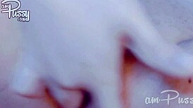 Amateur Asian babe fingers her tight pussy in close-up view