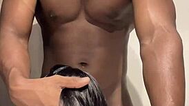 a quickie in the bathroom while friends are in the living room with my shaved latina