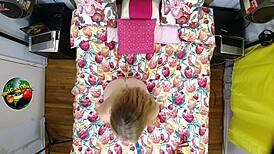 desiree deluca's tits and melons stretching in overhead view