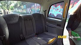 tiffany blue fucks for smoking in the taxi, showing her big natural tits and hairless pussy!