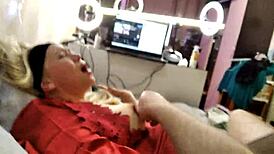 Charming Mature Woman in Red Dress Fucking Solo with Toys