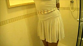 Old slave bound in bondage during shower pissing