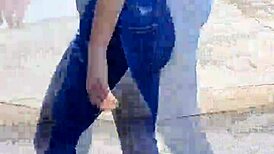 sexiest walking ever on street braless