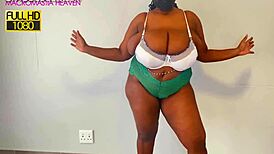 MaskedJuggs Shows Massive Black Macromastia Bouncing with Huge Saggy Tits in Wild Action