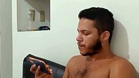 Young stud feels intense pleasure masturbating and cumming passionately