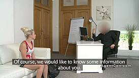 I-I banged the small 18+ tits blonde as a fake agent, it was so intense on the sofa!