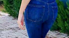 sexiest walking ever on street braless