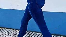 sexiest walking ever on street braless