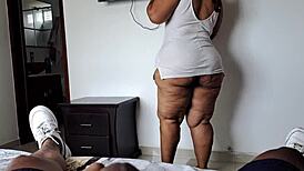 my stepmom helps with tv, then swallows my cock 😏