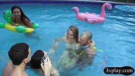 Two slutty babes suck and get pounded by pervert men outdoors