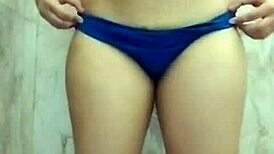 horny asian girlfriend with big natural tits self fucking in bathroom 😏