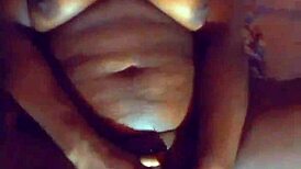 ebony milf intensely masturbates with tail in ass