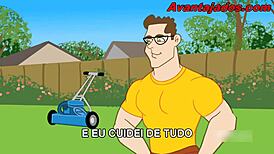 Gay cartoon with the black guy and gardener