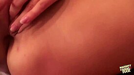 Blonde nurse massages pussy on table