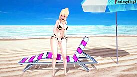 i found marin kitagawa on the beach, and she gave me an amazing blowjob in her bikini.