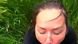 Wow, deep throating this pov blowjob out in the field feels wild!