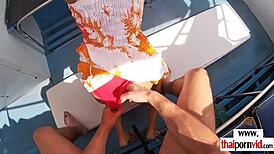 asian girlfriend fucked raw by her boyfriend outdoors