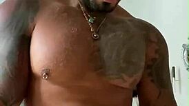 viktor rom, tattooed muscle stud, dances naked and strokes his huge cock!