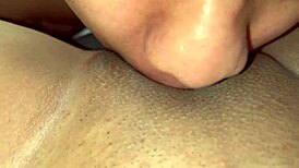 Wow, this latina's big pussy gets perfect muff diving at home!