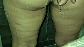 Sex in the bathroom with stepmother squirting and creampie!