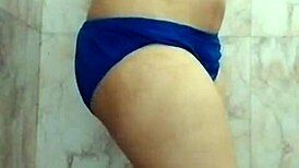 horny asian girlfriend with big natural tits self fucking in bathroom 😏