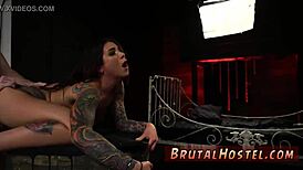 youthful tourists in chair bondage