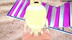 i found marin kitagawa on the beach, and she gave me an amazing blowjob in her bikini.