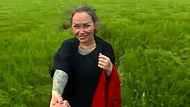 Wow, deep throating this pov blowjob out in the field feels wild!