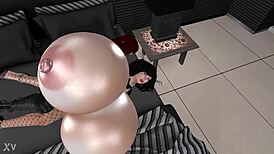 jenn fucks maggie hard in the bedroom with huge ladyboy tits