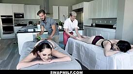 Hot MILFs Massage Turns to Wild Fuck with Friends