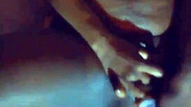 ebony milf intensely masturbates with tail in ass