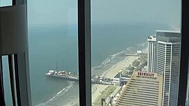 hot asian chick rides with her creamy pussy exposed