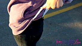 ImMeganLive bench presses her big heavy boobs in public, being the good example of a bald blonde